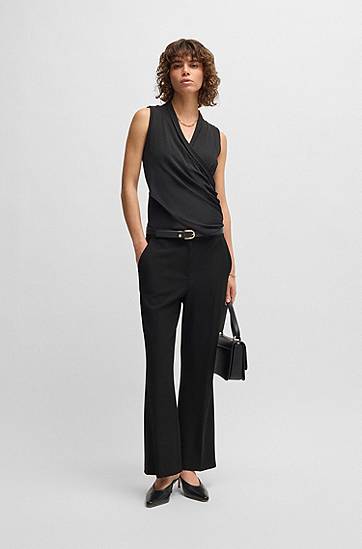 Nohavice BOSS Slim-Fit Bootcut Trousers Čierna | 50537898, 1
