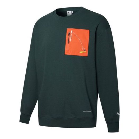 Sveter Puma Roaringwild Pocket Crew Neck Sweatshirt Zelené | 532596-80