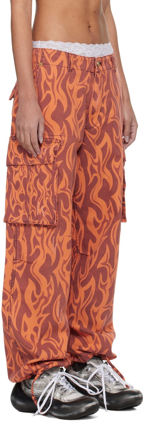 Cargo nohavice ERL Flame Print Cargo Pants Oranžová | ERL08P006, 1