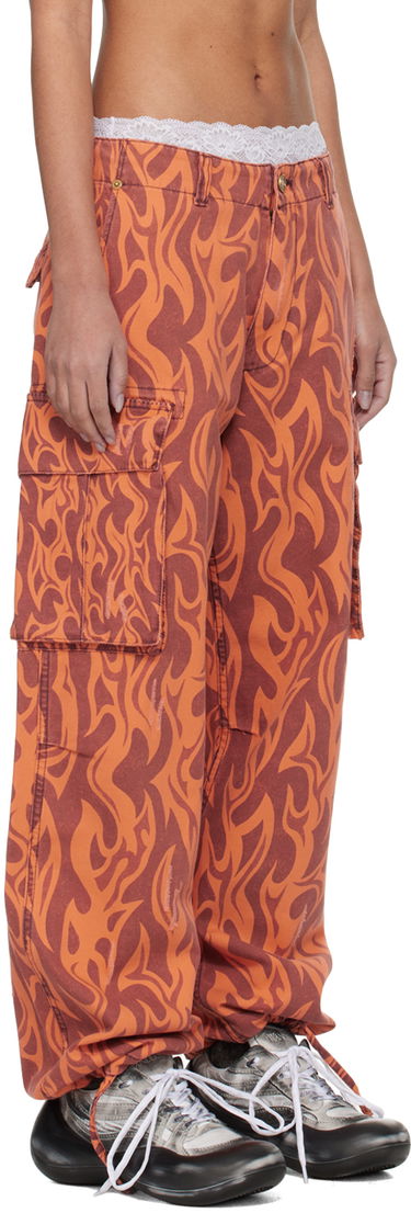 Cargo nohavice ERL Flame Print Cargo Pants Oranžová | ERL08P006, 1
