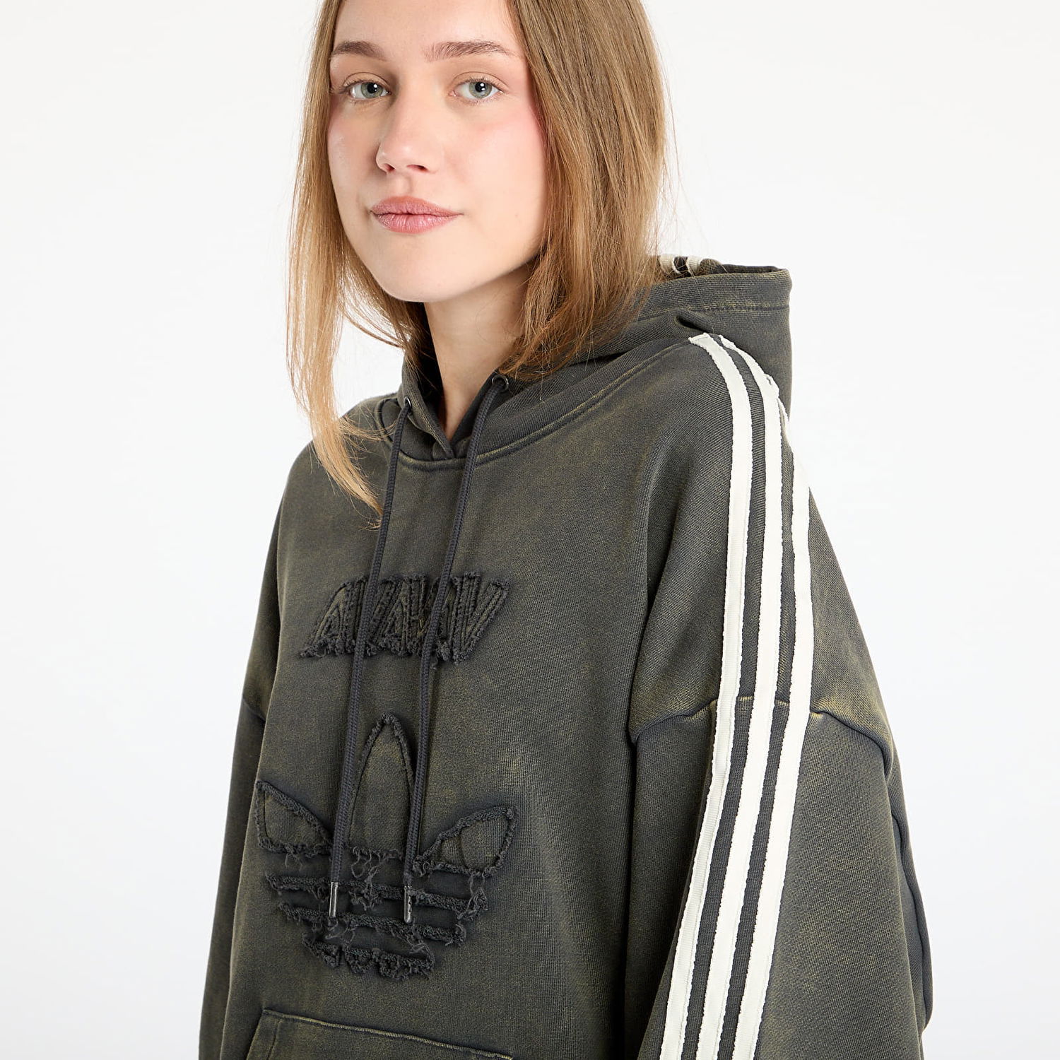 Mikina adidas Originals adidas x Avavav Shoulderless Hoodie Šedá | JP4849, 1