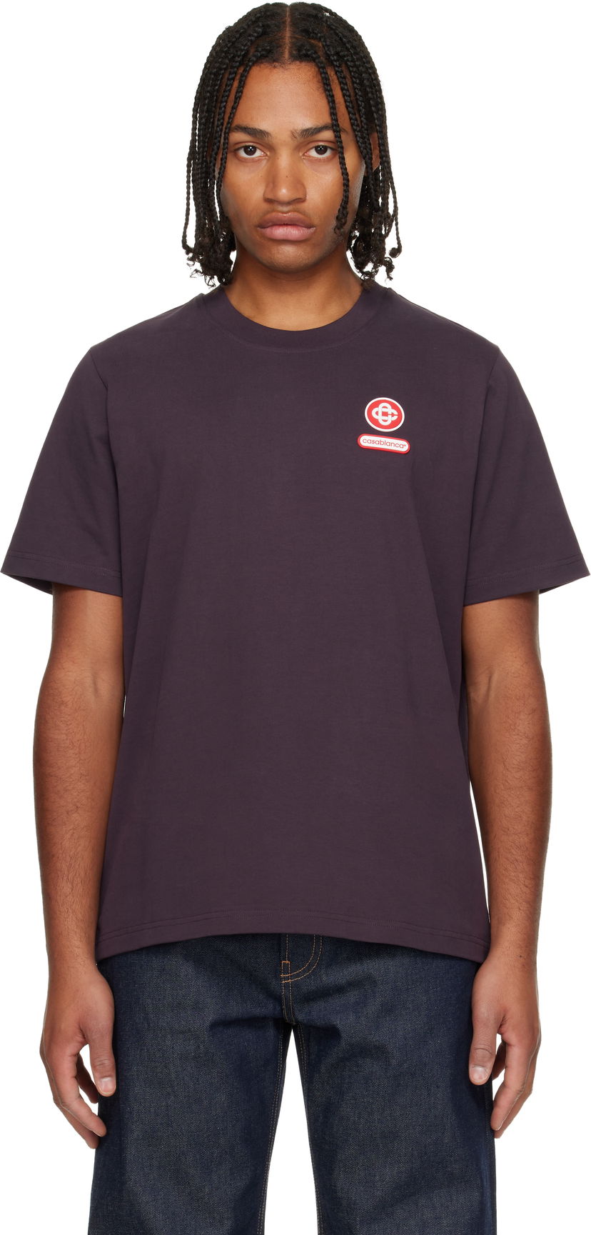 Tričko Casablanca Logo Patch Short Sleeve T-Shirt Fialová | M-AW25-JTS-001-06