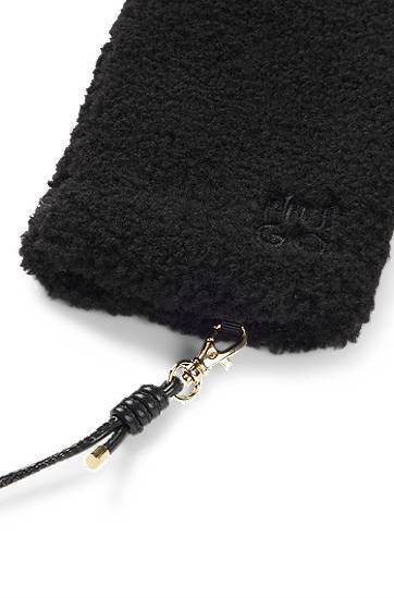 Rukavice BOSS Teddy mittens with faux-leather cord Čierna | 50548780, 1