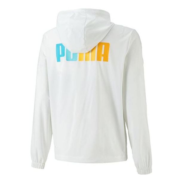 Vetrovka Puma Gradient Logo Print Hooded Jacket Biela | 678013-02