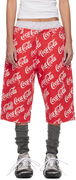 Coca-Cola Printed Distressed Lace-Trim Culotte Shorts