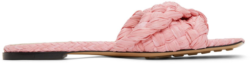 Tenisky a topánky Bottega Veneta Bottega Veneta Raffia Stretch Flat Sandals Ružová | 652860 V0GM0