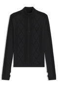 Ski zip-neck base-layer top with diamond pattern knit and thumbholes