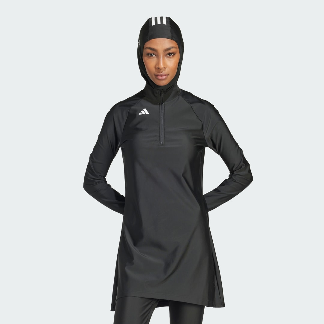 Plavky adidas Performance 3-Stripes Long Sleeve Swim Top Čierna | IQ3963, 1
