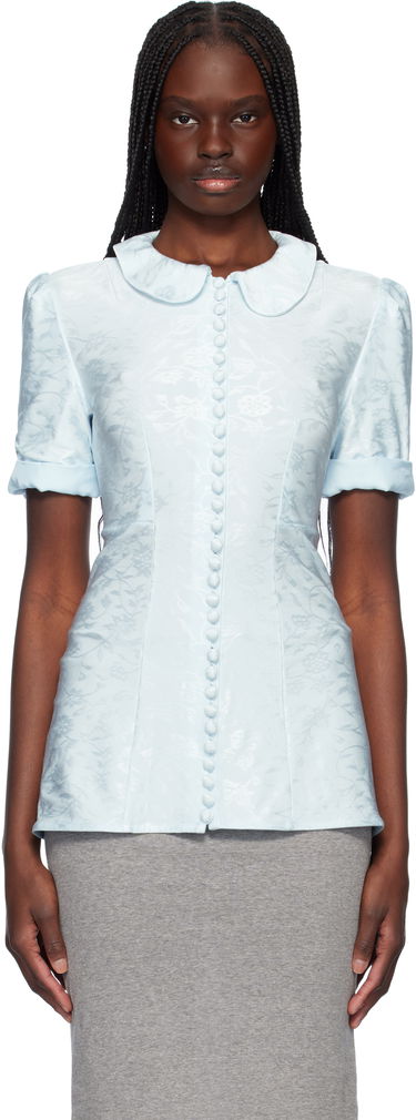 Košeľa Jil Sander Jil Sander Fluid Viscose Jacquard Blouse Modrá | J03NF0001_J20297, 0