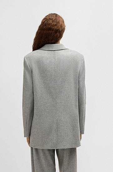 Bunda BOSS BOSS Stretch Flannel Single-Button Jacket Šedá | 50524402, 1