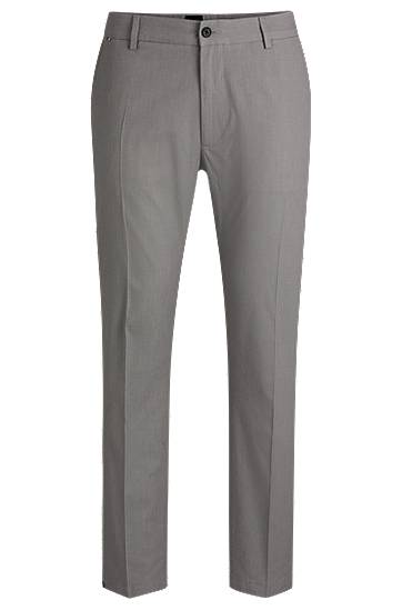 Nohavice BOSS Regular Fit Micro-Patterned Stretch Cotton Trousers Šedá | 50534880, 0