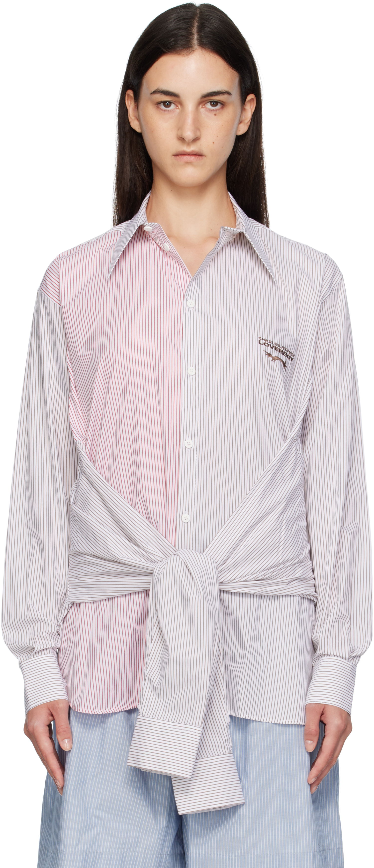 Košeľa Charles Jeffrey Loverboy Charles Jeffrey LOVERBOY Long Sleeve Striped Split-Panel Tie-Front Button-Up Shirt Rôznofarebný | 52070402, 0