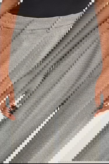 Nohavice Anine Bing Anine Bing belen High Waist Linen Blend Pleated Wide-Leg Trousers Šedá | A.03.11218, 3