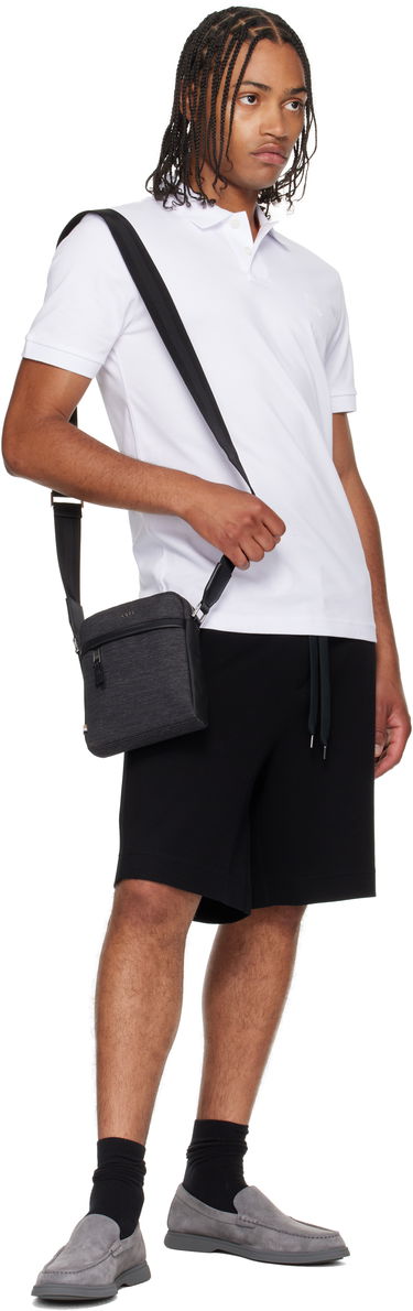 Taška cez rameno BOSS Textured Fabric Crossbody Bag with Logo Hardware Čierna | 50548022, 3