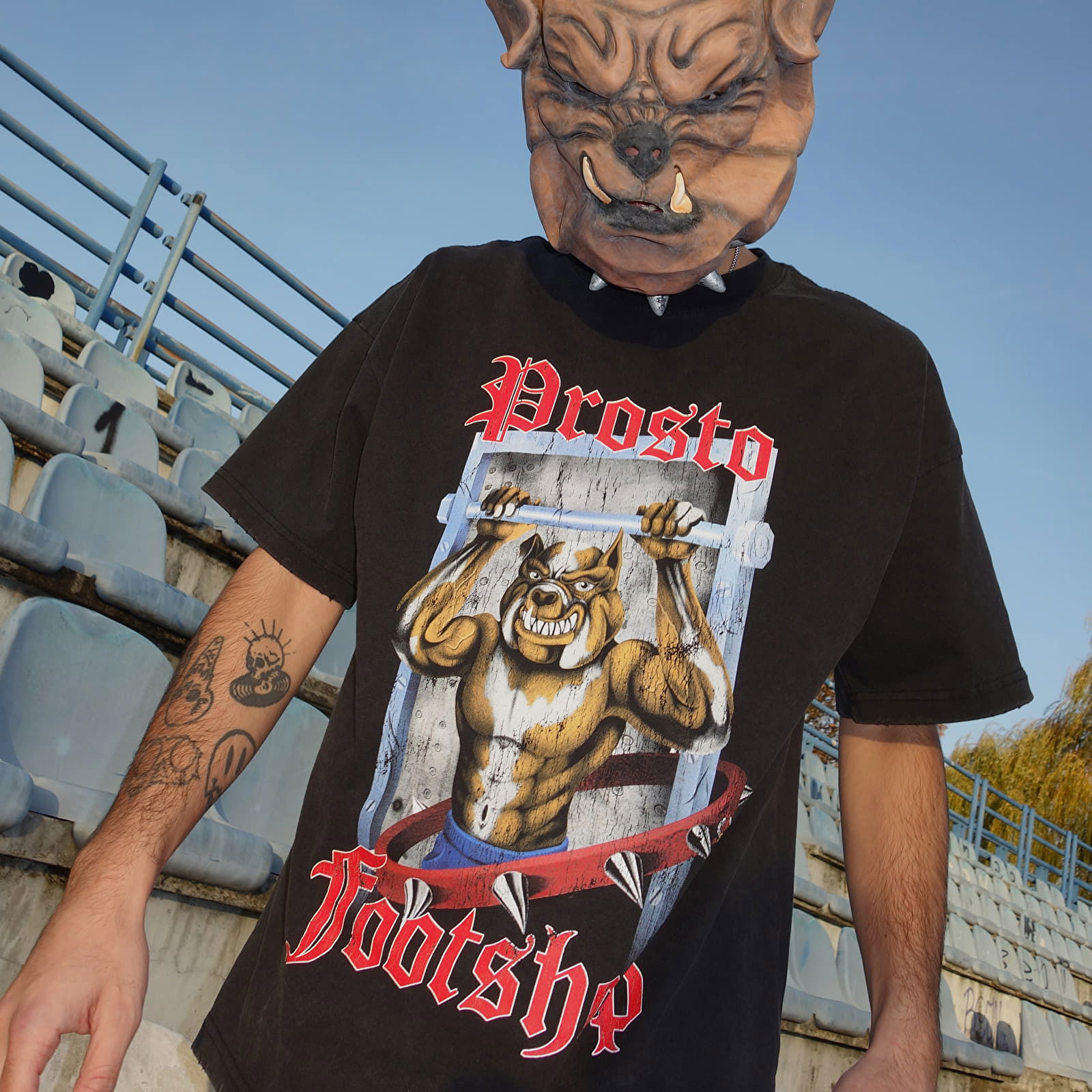 PROSTO x FTSHP Black Bulldog Graphic T-Shirt