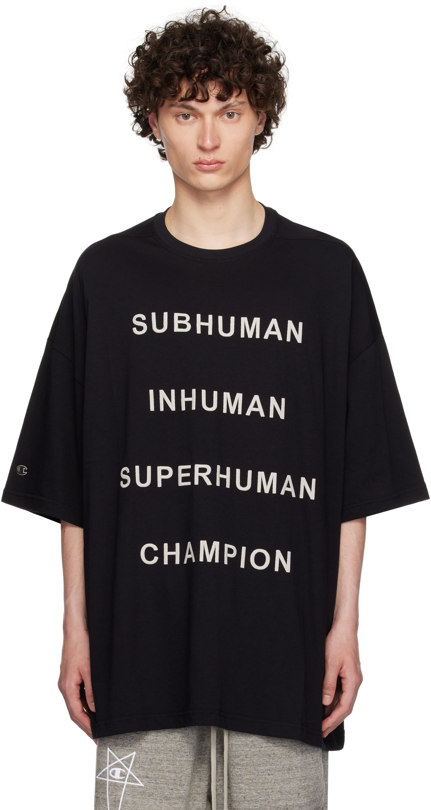 Tričko Rick Owens Rick Owens Champion Edition Tommy T-Shirt Čierna | CM01E1675 CHJG JERSEY, 0