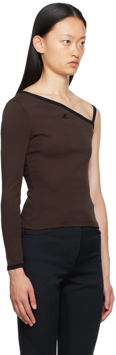 Tričko Courrèges Single-Shoulder Slim-Fit T-Shirt Hnedá | 323JTO209JS0070, 1