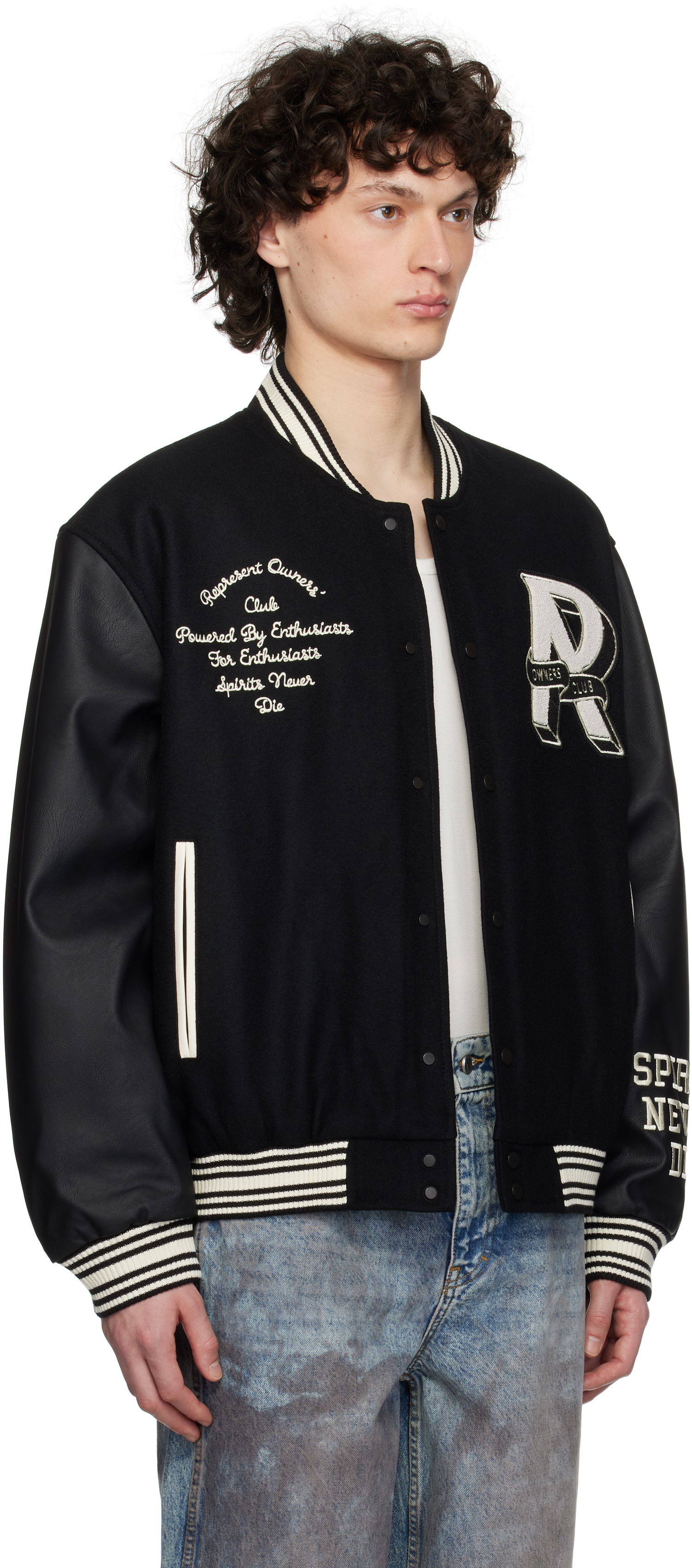 Bomber bunda Represent Clo Represent 'Owners Club' Varsity Bomber Jacket Čierna | MLM100231, 1