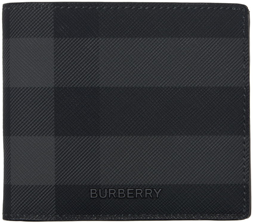 Black & Gray Check Bifold Coin Wallet