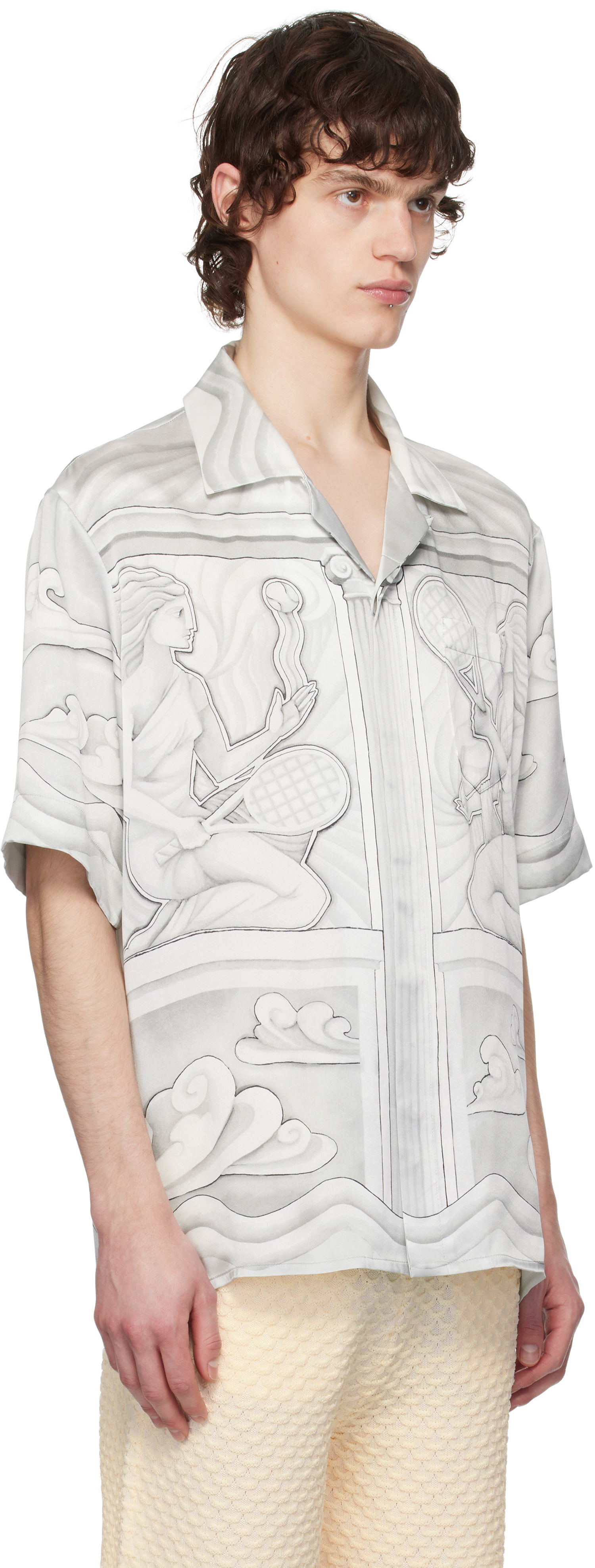 Košeľa Casablanca Casablanca Sacred Stone Silk Shirt Biela | U-MPS25-SH-003-07, 1