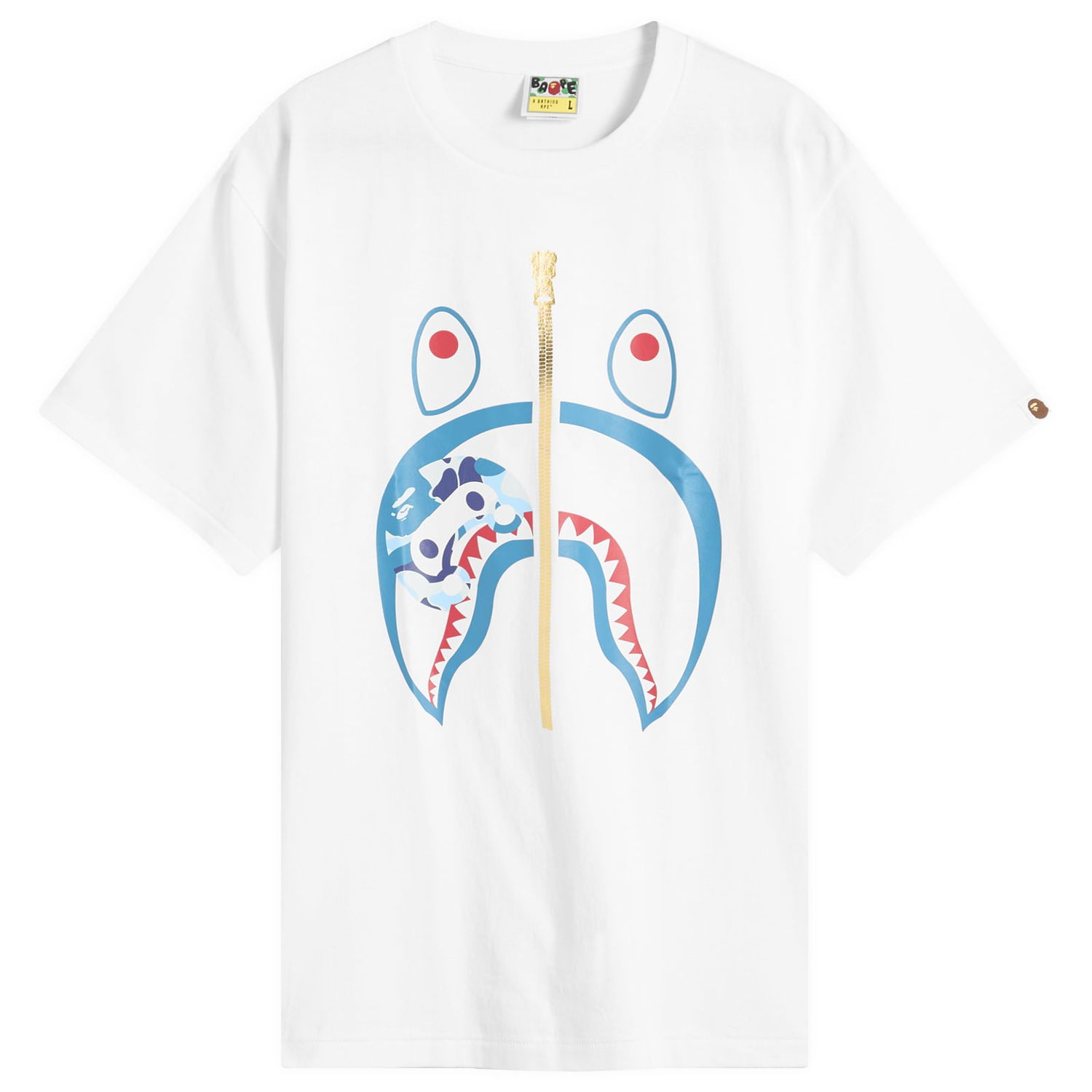 Tričko BAPE Abc Camoilo Shark Graphic Tee, Size L Biela | 002TEL301003M-WBK, 0