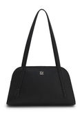 Grained faux-leather shoulder bag with stacked-logo hardware