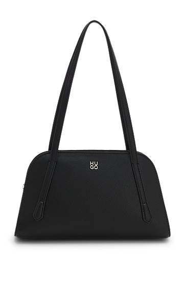 Taška cez rameno BOSS Grained faux-leather shoulder bag with stacked-logo hardware Čierna | 50552482