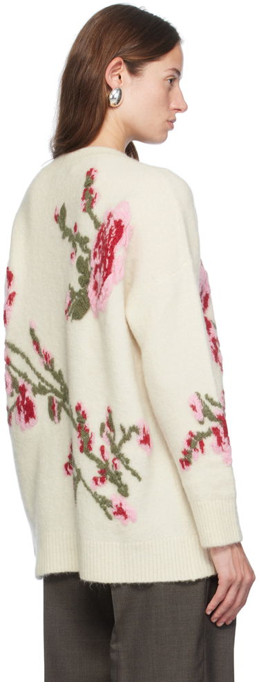 Sveter Blumarine Blumarine Jacquard Rose Crewneck Sweater Biela | A422M490A, 2