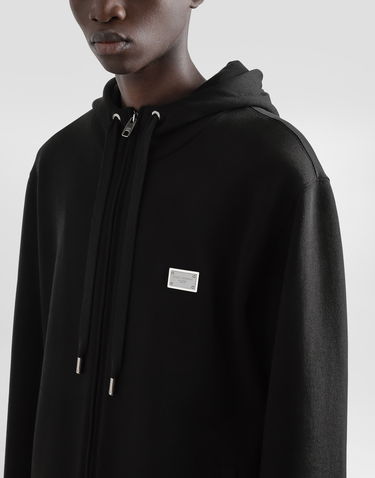 Mikina Dolce & Gabbana Dolce & Gabbana Cotton Zip-Up Hoodie With Metal Tag Čierna | G9BGDTG7N7BN0000, 3
