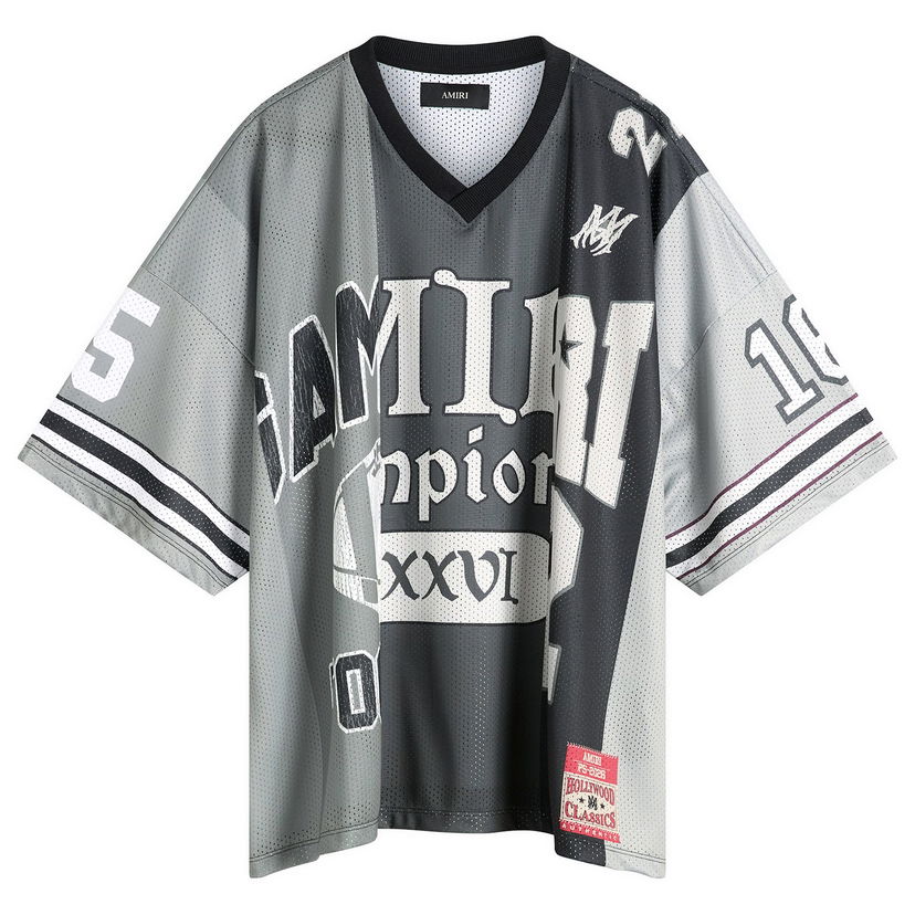 Dres AMIRI Spliced Oversized V-Neck Mesh Jersey with Champion XXVI Graphic Rôznofarebný | AMTOJR1011-001