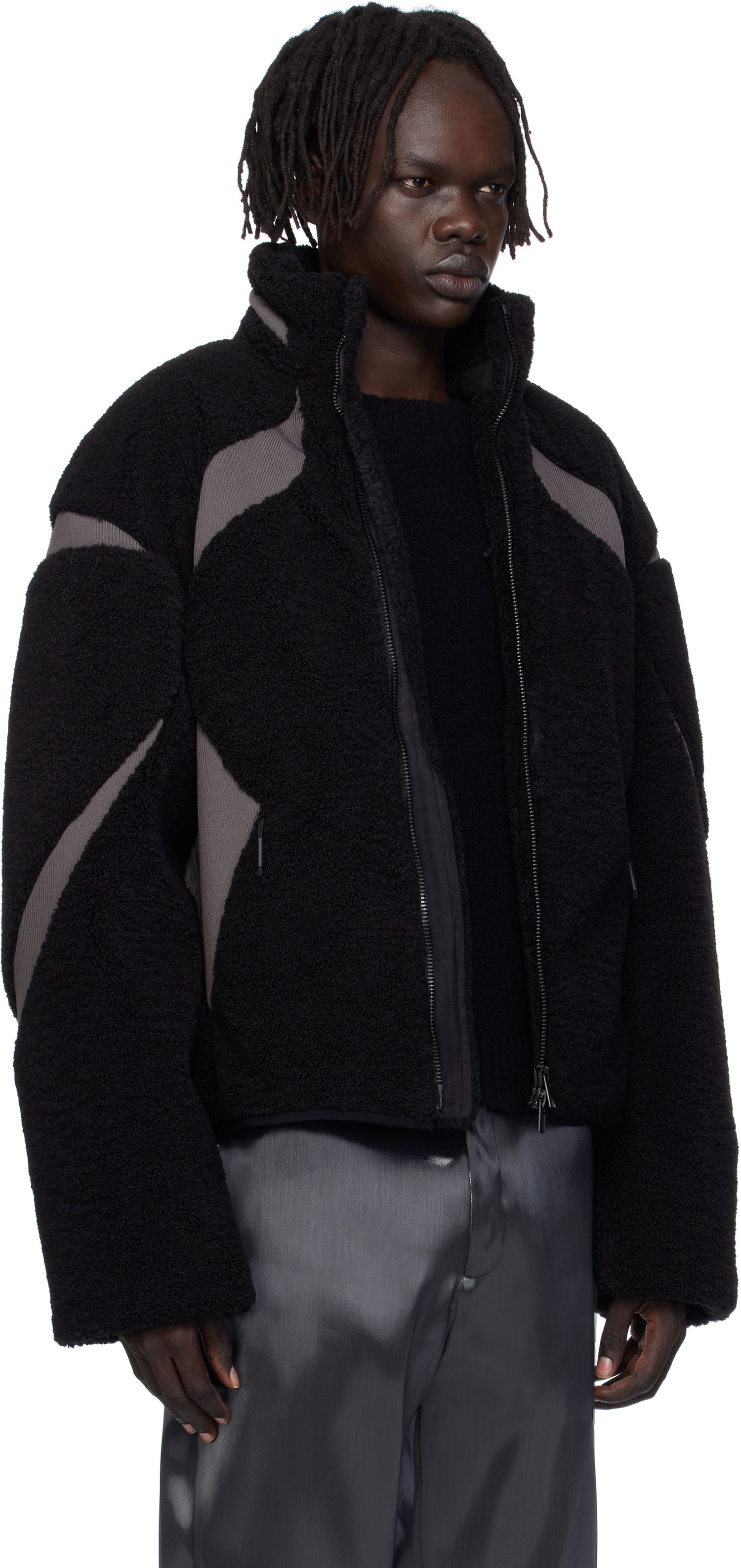 Bunda HELIOT EMIL Custo Fleece Jacket Čierna | AW25_M_02_139_BLK01_CO, 1