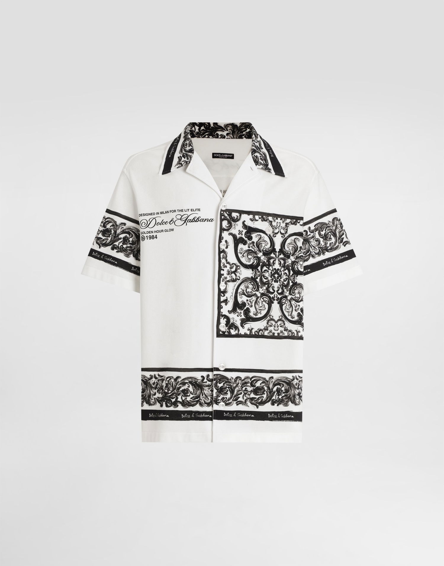 Košeľa Dolce & Gabbana Dolce & Gabbana Majolica Print Double Pique Shirt Biela | G5JH9TII7HNHX5DQ, 0