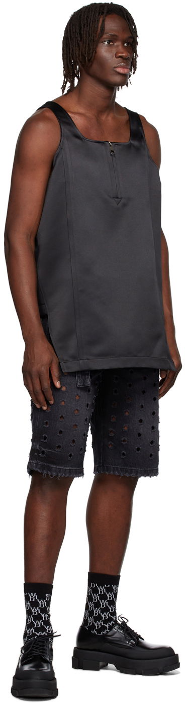 Tielko We11done We11done Zip-Front Satin Tank Top Čierna | WD-BL1-22-129-M-BK, 3