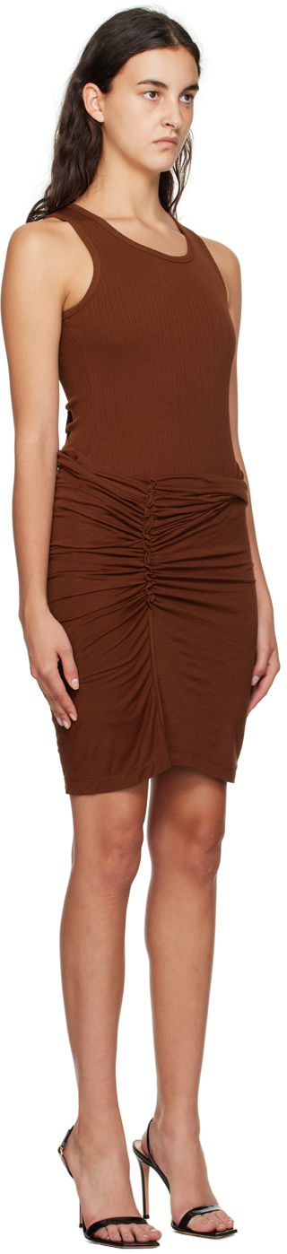 Šaty Helmut Lang Helmut Lang Ruched Mini Dress Hnedá | N06HW605, 1