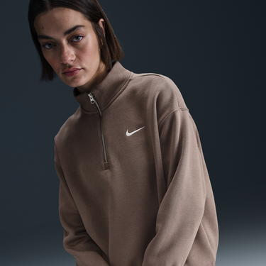 Mikina Nike Sportswear Phoenix Fleece Quarter-Zip Sweatshirt Hnedá | HJ0931-233, 1