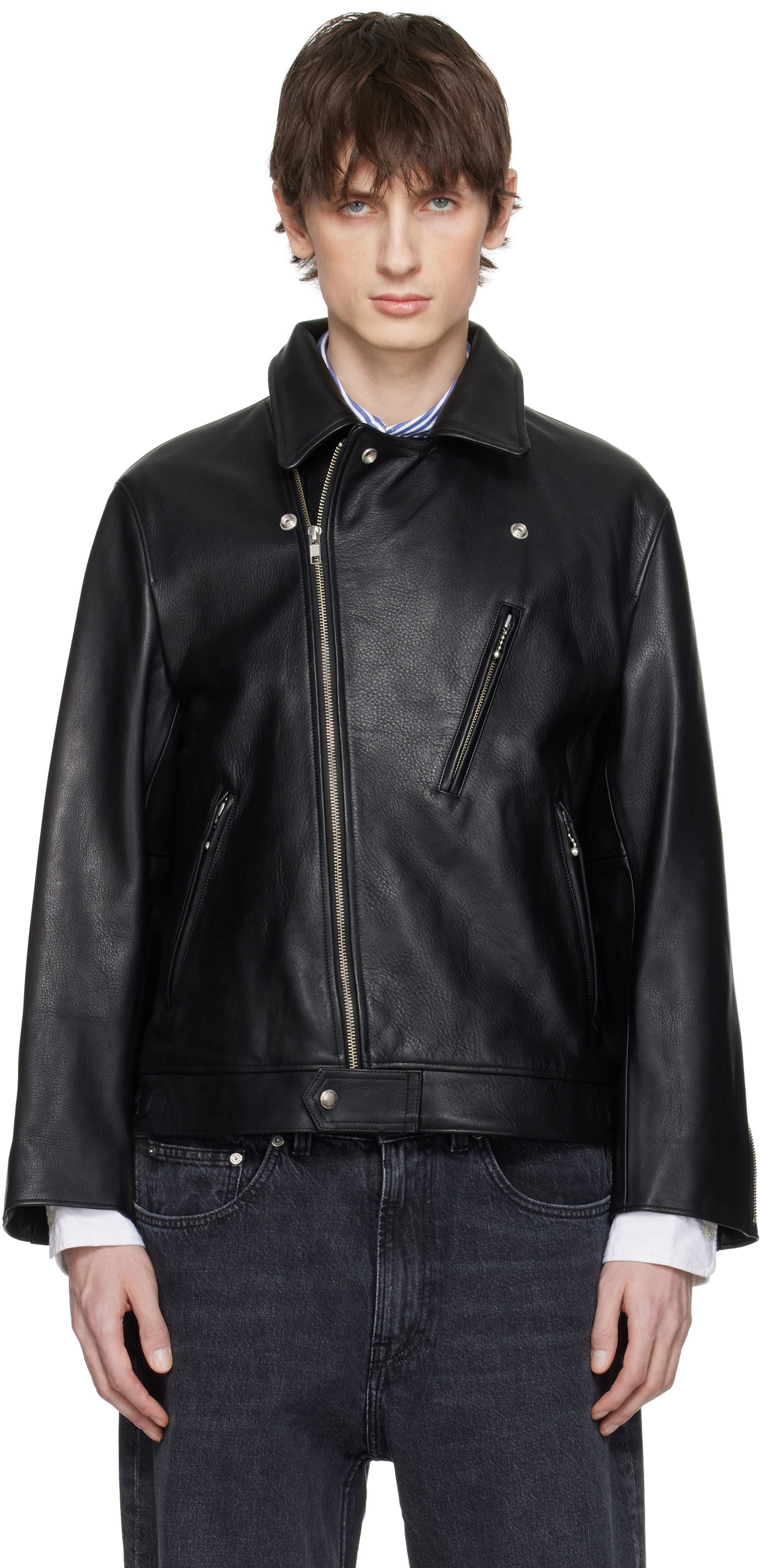 Bomber bunda WACKO MARIA WACKO MARIA Double Riders Leather Jacket Čierna | 25SS-WMO-BL02, 0