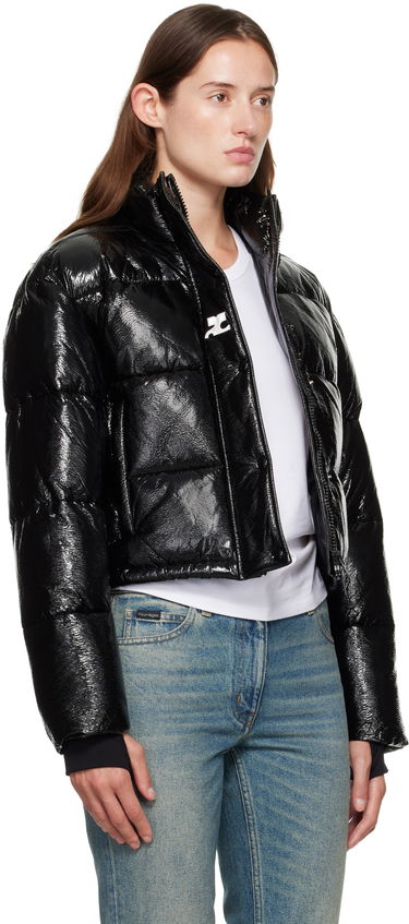 Prešívaná bunda Courrèges Courrèges Embroidered Puffer Jacket Čierna | 323CMA106VY0016, 4