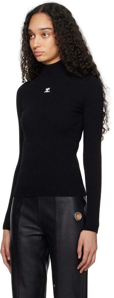 Sveter Courrèges Courrèges Reedition Rib Knit Mock Neck Sweater Čierna | PERMPU022FI0001, 3