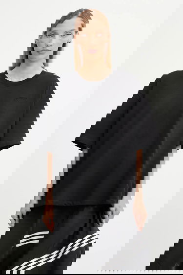 Tričko GANNI GANNI Heavy Cotton Drop Shoulder Open Back T-Shirt Čierna | T4168, 0