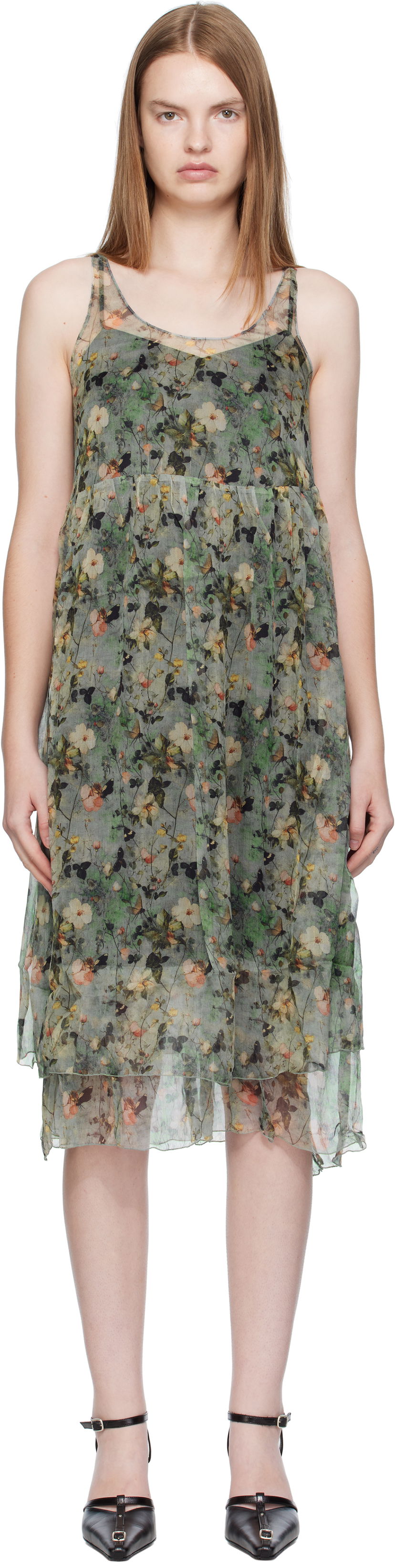 Šaty R13 R13 Gathered Tank Midi Dress Zelené | R13WR289-R588A