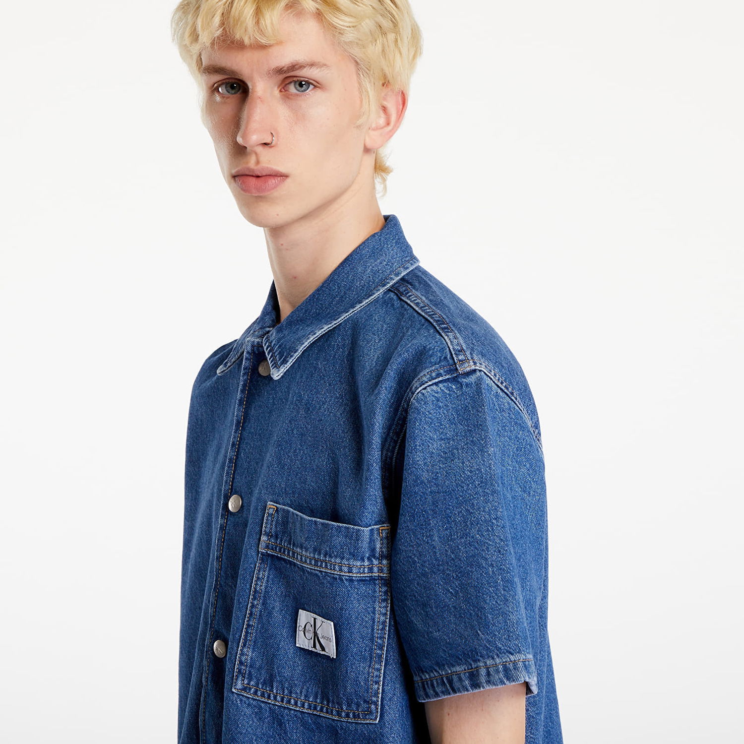 Košeľa CALVIN KLEIN Camp Denim Shirt Denim Medium Modrá | J30J325748 1A4, 1