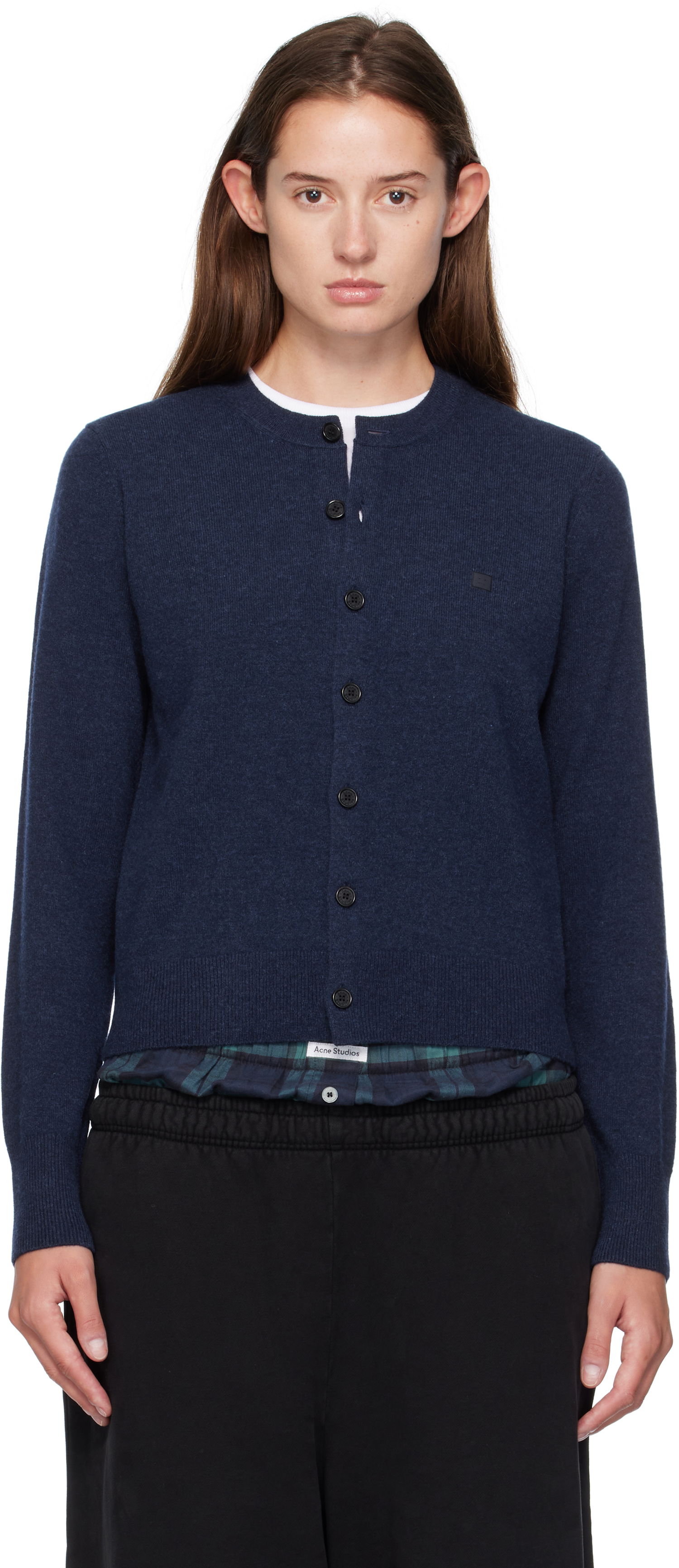 Sveter Acne Studios Fitted Yak Wool Cardigan Navy | A60634-, 0