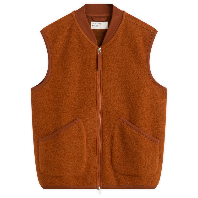 Vesta Universal Works Universal Works Wool Fleece Zip Vest Hnedá | 00015-RST