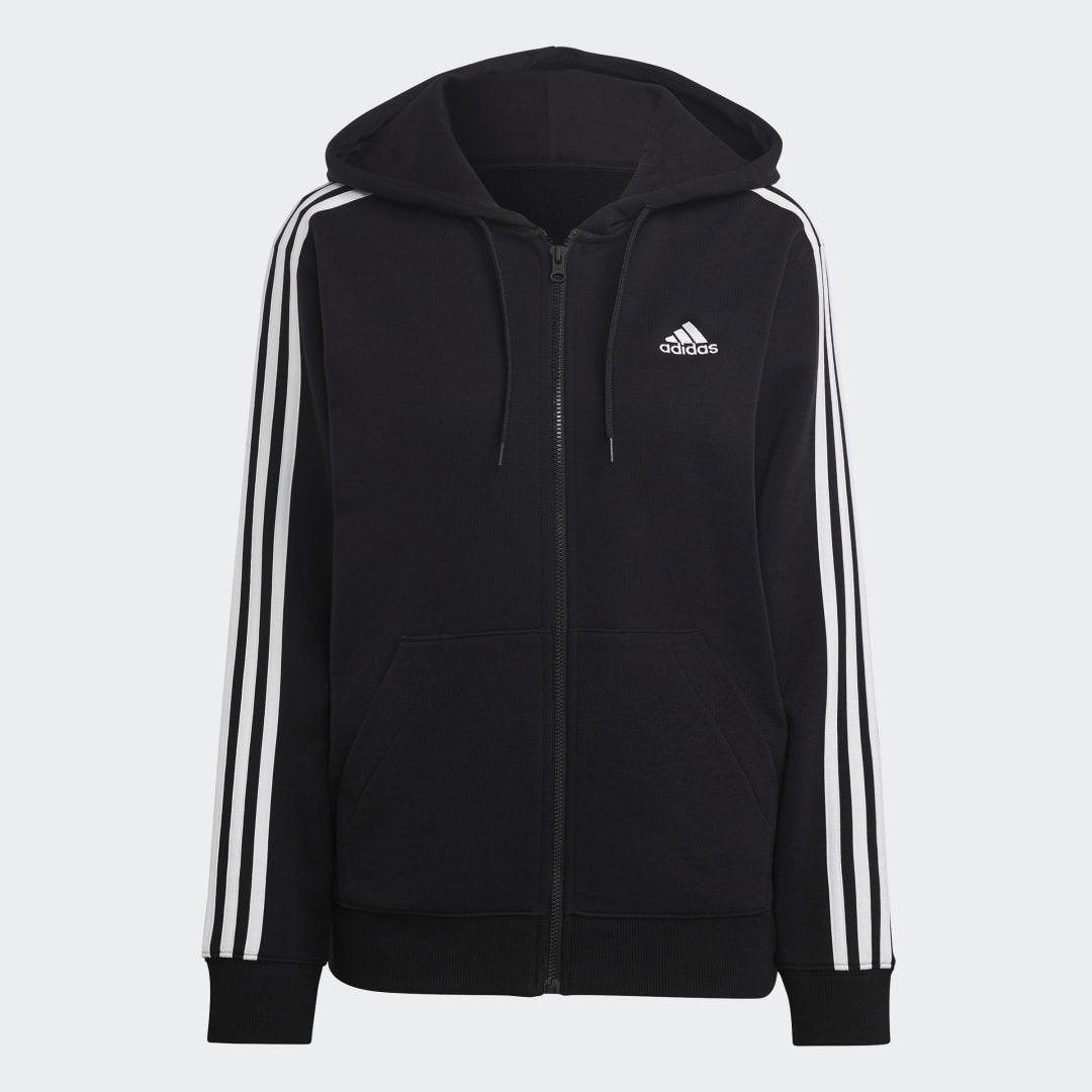 Essentials 3-Stripes French Terry Regular Full-Zip Hoodie