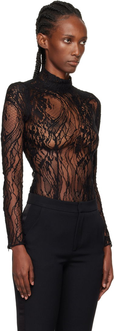 Body Balmain Balmain Long-Sleeved Lace Bodysuit Čierna | FF1BG515CG07, 1