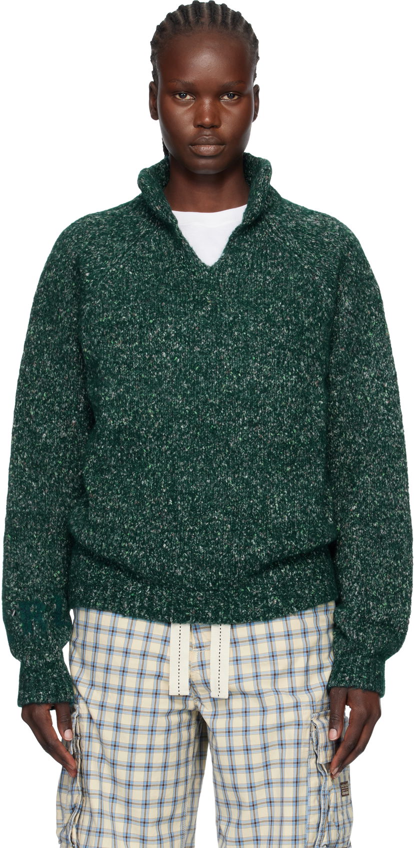 Sveter ERL Slit Neck Alpaca Polo Zelené | ERL11N006