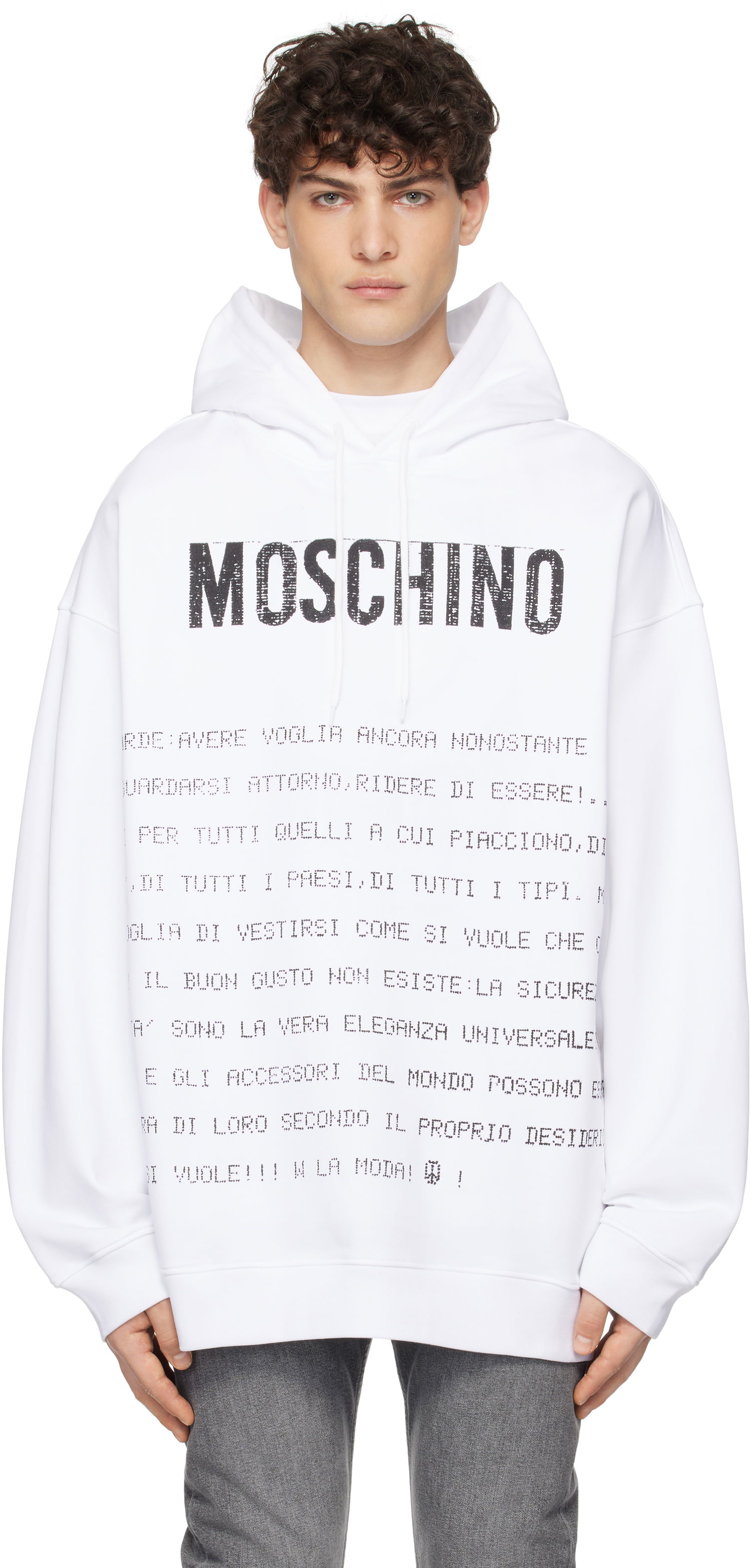 Mikina Moschino Moschino Message Hoodie Biela | 251ZZA170702281001, 0