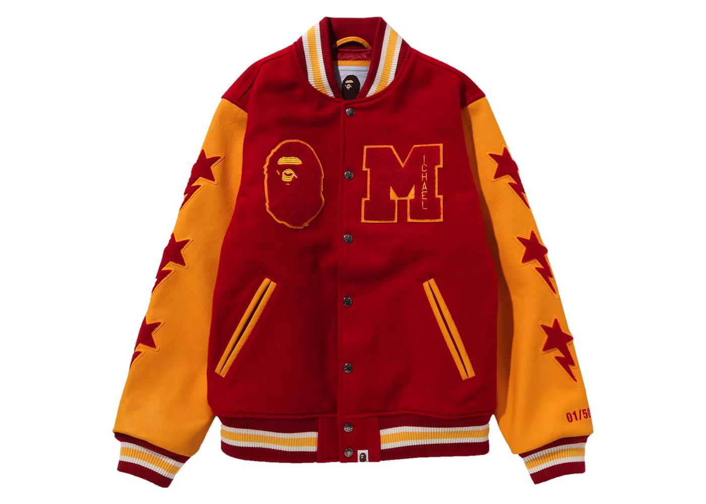 Bunda BAPE BAPE x Michael Jackson Varsity Jacket Red Červená | 1J73-141-906, 0