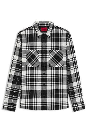 Košeľa BOSS Relaxed-fit shirt in checked cotton flannel Čierna | 50549753