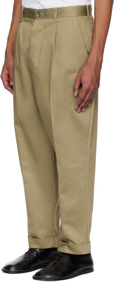 Nohavice AMI AMI Paris Cotton Carrot Oversized Trousers Béžová | HTR121.CO0103, 3